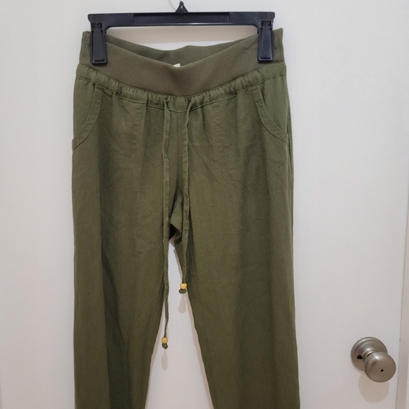 Love tree  linen cotton blend casual pants in olive sz M - Picture 3 of 9